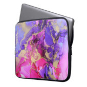 Deluxe Lila Rosa Gold Tintenstrahl Flow. Flüssige Laptopschutzhülle (Vorderseite Links)