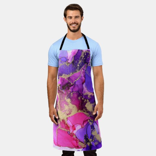 Deluxe Lila Rosa Gold Tintenstrahl Flow. Flüssige Schürze (Getragen)