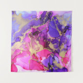 Deluxe Lila Rosa Gold Tintenstrahl Flow. Flüssige  Wandteppich (Vorderseite)