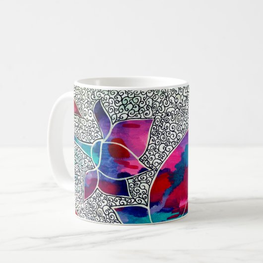Deluxe Orientale Lotus Blume Originelle Kunst, Dic Kaffeetasse (Vorderseite Links)