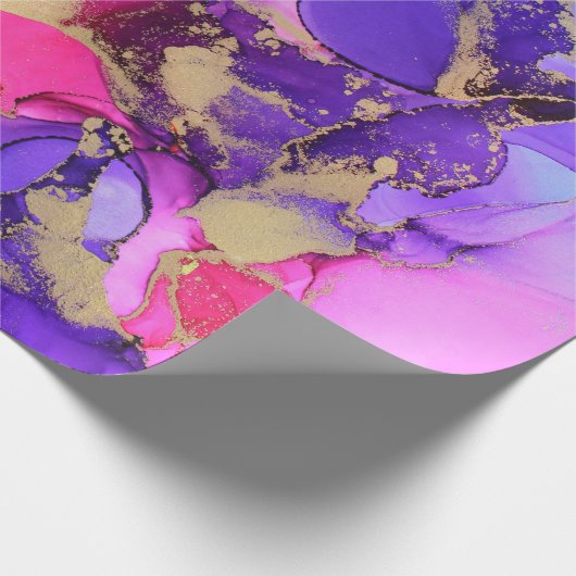 Deluxe Purple Pink Gold Ink Flow. Liquid layers of Geschenkpapier (Ecke)