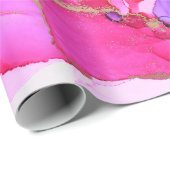 Deluxe Purple Pink Gold Ink Flow. Liquid layers of Geschenkpapier (Rolleneckpunkt)