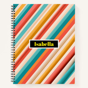 Deluxe Retro Strip Notebook   Farbige Geometrie Notizblock