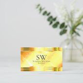 Deluxe schimmergelbe Goldgrenzen mit Monogramm Visitenkarte (Stehend Vorderseite)