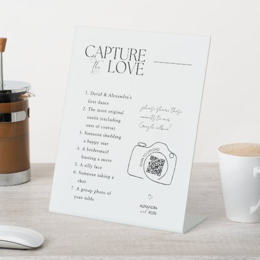 DELUXE Simple Share Wedding Fotos mit QR Code Sockelschild (In SItu)