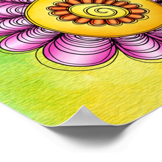 Deluxe Wasserfarbe Doodle Blume Poster (Ecke)