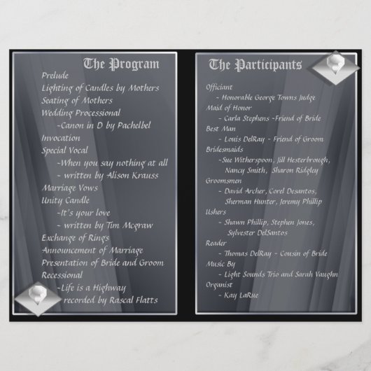 Deluxe Wedding Program (Bi-fold Design) (Rückseite)