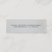 Deluxe White Leather Black Gold Metallic Trim Mini Visitenkarte (Rückseite)