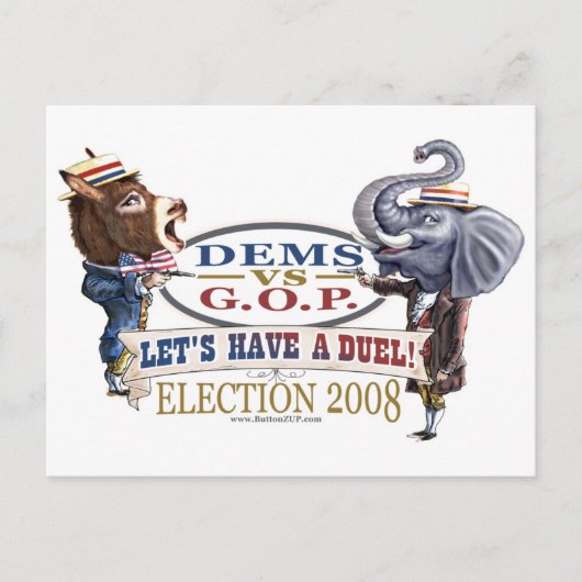 Dem Donkey gegen GOP Elephant Postcard Postkarte (Vorderseite)