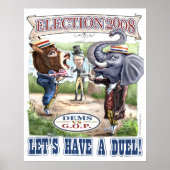 Dem Donkey gegen GOP Elephant Print Poster (Vorne)