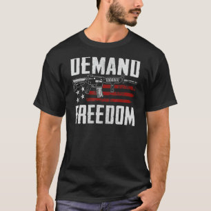 Demand Freedom 2. Amendment Pro Gun AR15 USA Flag T-Shirt