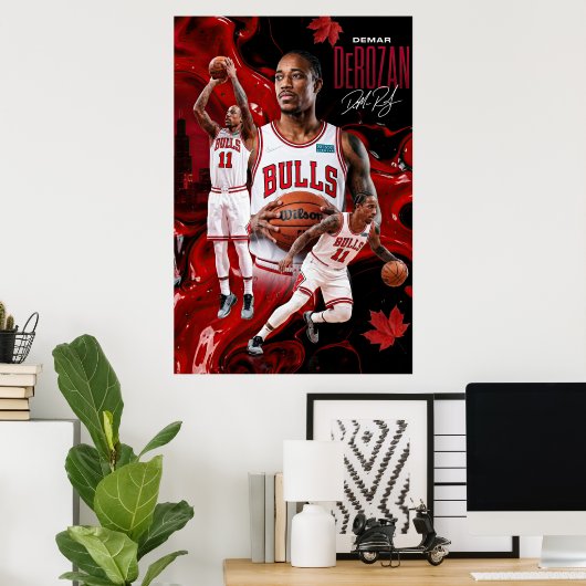 DeMar DeRozan Chicago Bulls Dynamic Poster Art (Heimbüro)