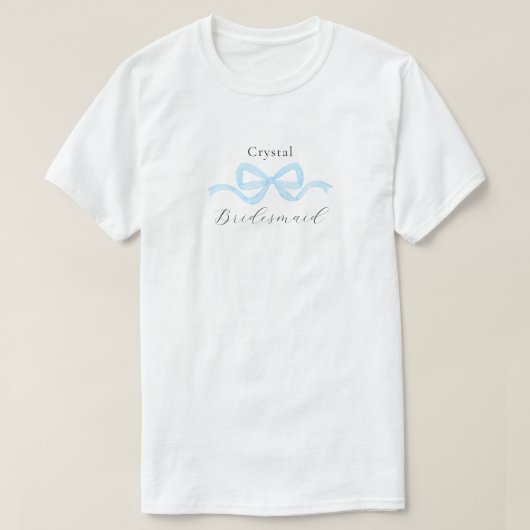 Demare Light Blue Bow Bridesmaid Vorschlag T-Shirt (Design vorne)