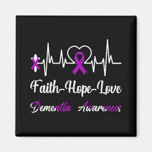 Demenz Awareness Heartbeat Christliches Cross Purp Magnet