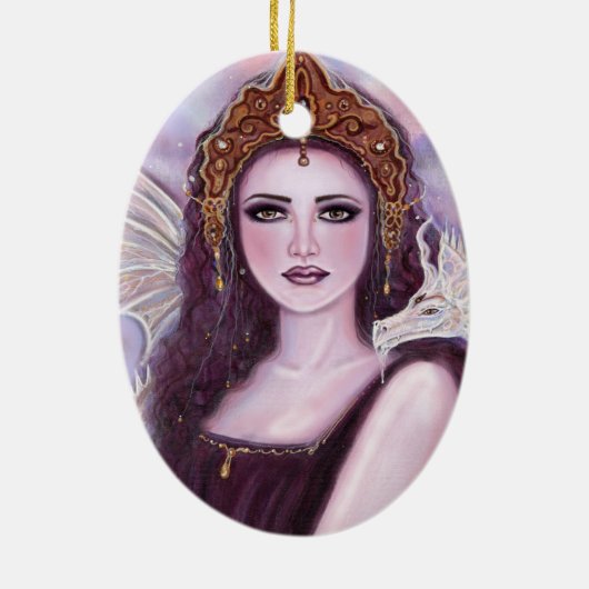 Demeter Göttin mit Schlange von Renee Lavoie Keramik Ornament (Hinten)