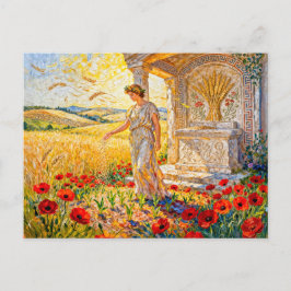 Demeter Sowing Grain by Field Altar Among Poppies  Postkarte