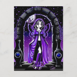 "Demi" Gothic Blue Butterfly Fairy Art Postkarte