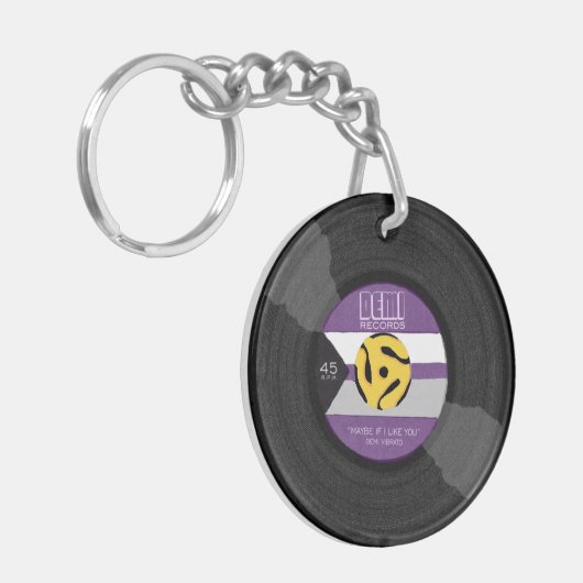 Demi Platten Demisexual Prix Vinyl LGBTQ Schlüsselanhänger (Vorderseite links)