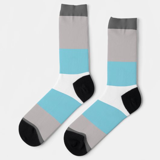 Demiboy Blue Grey White Strip LGBT Socken (Linkes Detail)