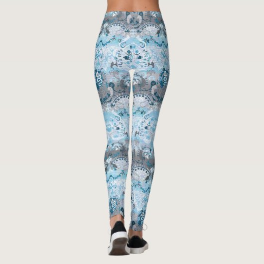 Demiboy Dragon Damask - Stilvolle Farben für die P Leggings (Rückseite)