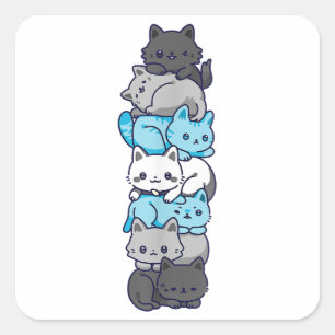 Demiboy Pride Cat LGBT Demi Boy Flag Stuff Niedlic Quadratischer Aufkleber