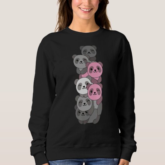 Demigirl Flag Pile Pride Lgbtq Pandas Niedlich Dem Sweatshirt (Vorderseite)