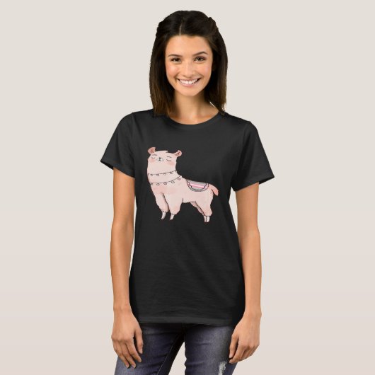 Demigirl Llama Süße Tier Alpaca LGBTQIA Enby Pri T-Shirt (Vorne ganz)