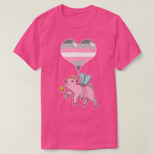 Demigirl Pig Fairy Nonbinary Gender T-Shirt (Design vorne)