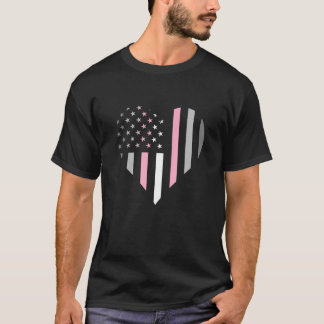 Demigirl Pride Heart USA Flag America LGBTQ Demigi T-Shirt