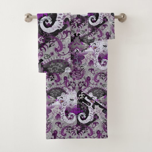 Demisexual Dragon Damask - Farbe der Flagge Badhandtuch Set (Insitu)