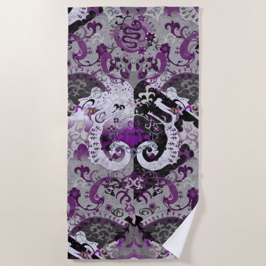 Demisexual Dragon Damask - Farbe der Flagge Strandtuch (Vorderseite)