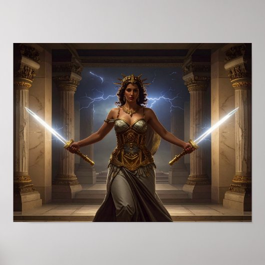 Democracy Defender Lady Liberty SciFi Fantasy Art Poster (Vorne)