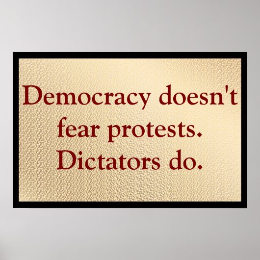 Democracy Doesn't Fear Protests Poster (Vorne)