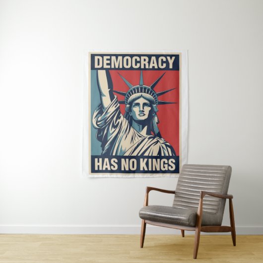Democracy Has No Kings Protest Sign: Statue of Lib Wandteppich (Beispiel)