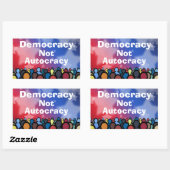 Democracy Not Autocracy Rechteckiger Aufkleber (Blatt)