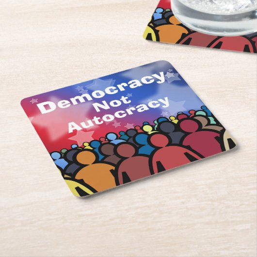 Democracy Not Autocracy Rechteckiger Pappuntersetzer (angewinkelt)