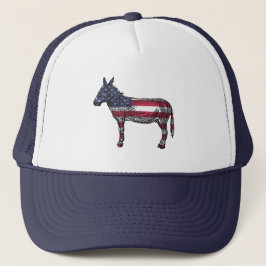 Democrat Donkey American Flag Truckerkappe