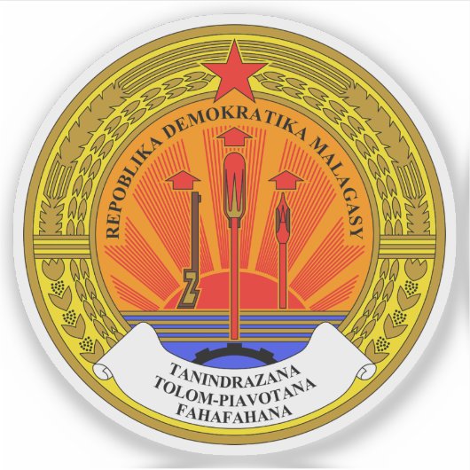 Democratic Republic of Madagascar emblem (1975-92) Aufkleber (Vorderseite)