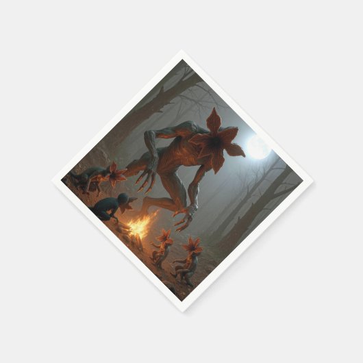 Demogorgon Creatures Around a Campfire Serviette (Ecke)