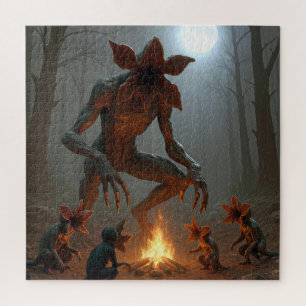 Demogorgon-Kreaturen versammeln sich um ein Lagerf Puzzle