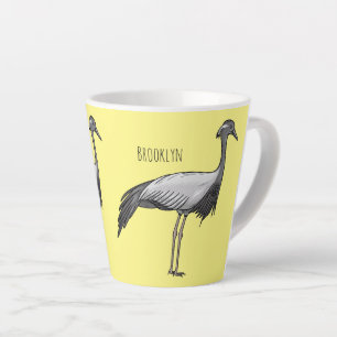 Demoiselle crane bird cartoon illustration milchtasse