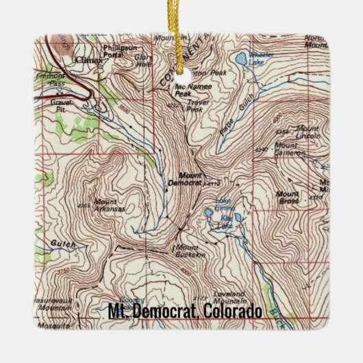 Demokrat Colorado Topo Karte Keramikornament (Vorderseite)
