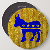 Demokrat-Esel-Blau-Gold Button (Vorne & Hinten)