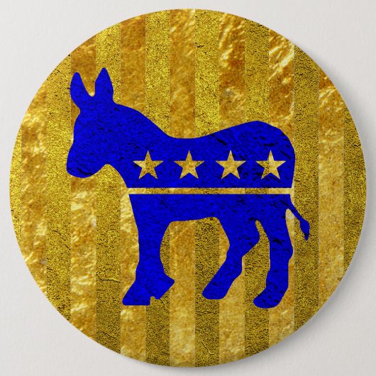 Demokrat-Esel-Blau-Gold Button (Vorderseite)