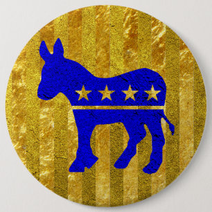 Demokrat-Esel-Blau-Gold Button