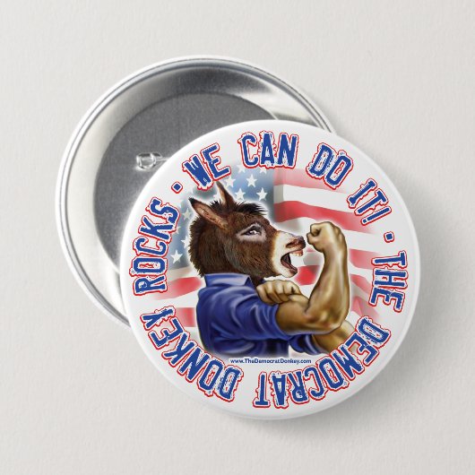 Demokrat-Esel-Knopf Button (Vorne & Hinten)
