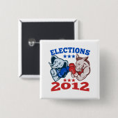 Demokrat-Esel-republikanisches Elefant-Maskottchen Button (Vorne & Hinten)