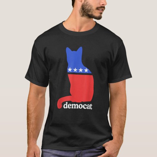 Demokrat Funny Kitty Cat Graphic T-Shirt (Vorderseite)