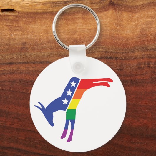 Demokrat Gay Pride Donkey Schlüsselanhänger (Vorderseite)