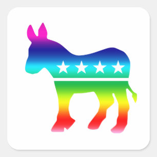 Demokrat Original Donkey Rainbow Quadratischer Aufkleber